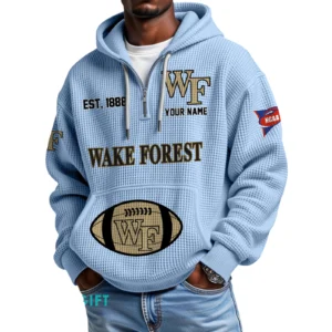 Wake Forest Demon Deacons Quarter-Zip Waffle Knit Hoodie Custom Your Name
