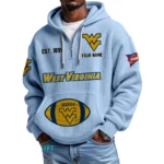 West Virginia Mountaineers Quarter-Zip Waffle Knit Hoodie Custom Your Name