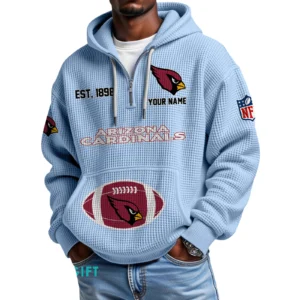 Arizona Cardinals Quarter-Zip Waffle Knit Hoodie Personalize Name