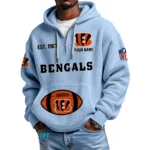 Cincinnati Bengals Quarter-Zip Waffle Knit Hoodie Personalize Name