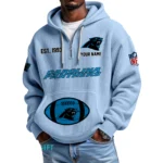 Carolina Panthers Quarter-Zip Waffle Knit Hoodie Personalize Name