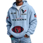 Houston Texans Quarter-Zip Waffle Knit Hoodie Personalize Name