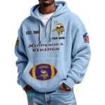 Minnesota Vikings Quarter-Zip Waffle Knit Hoodie Personalize Name