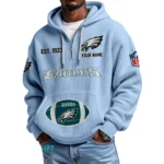Philadelphia Eagles Quarter-Zip Waffle Knit Hoodie Personalize Name