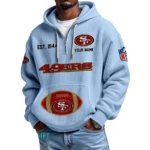 San Francisco 49ers Quarter-Zip Waffle Knit Hoodie Personalize Name