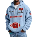 Tampa Bay Buccaneers Quarter-Zip Waffle Knit Hoodie Personalize Name