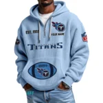 Tennessee Titans Quarter-Zip Waffle Knit Hoodie Personalize Name