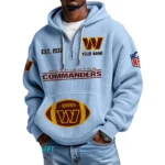 Washington Commanders Quarter-Zip Waffle Knit Hoodie Personalize Name