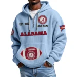 Alabama Crimson Tide Quarter-Zip Waffle Knit Hoodie Personalize Name