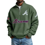 Atlanta Braves Waffle Knit Quarter-Zip Long Sleeve Shirt
