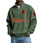 Baltimore Orioles Waffle Knit Quarter-Zip Long Sleeve Shirt