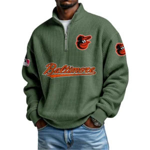 Baltimore Orioles Waffle Knit Quarter-Zip Long Sleeve Shirt