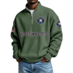 Houston Astros Waffle Knit Quarter-Zip Long Sleeve Shirt