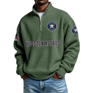 Houston Astros Waffle Knit Quarter-Zip Long Sleeve Shirt