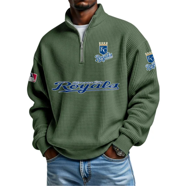 Kansas City Royals Waffle Knit Quarter-Zip Long Sleeve Shirt