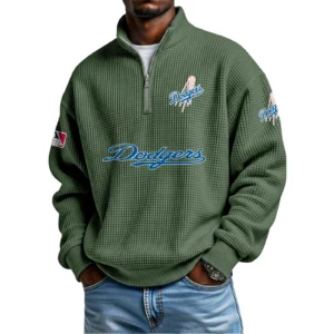 Los Angeles Dodgers Waffle Knit Quarter-Zip Long Sleeve Shirt