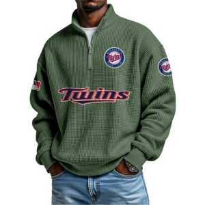 Minnesota Twins Waffle Knit Quarter-Zip Long Sleeve Shirt