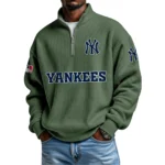 New York Yankees Waffle Knit Quarter-Zip Long Sleeve Shirt