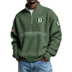 Oakland Athletics Waffle Knit Quarter-Zip Long Sleeve Shirt