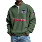 Philadelphia Phillies Waffle Knit Quarter-Zip Long Sleeve Shirt