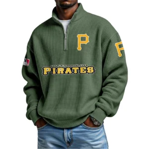 Pittsburgh Pirates Waffle Knit Quarter-Zip Long Sleeve Shirt