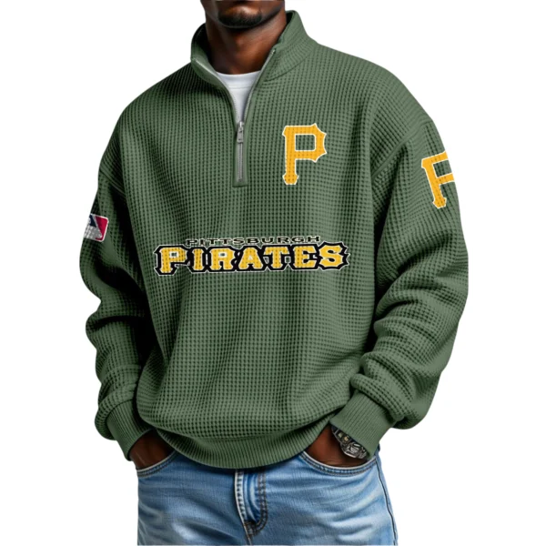 Pittsburgh Pirates Waffle Knit Quarter-Zip Long Sleeve Shirt