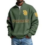 San Diego Padres Waffle Knit Quarter-Zip Long Sleeve Shirt
