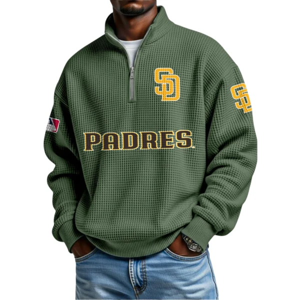 San Diego Padres Waffle Knit Quarter-Zip Long Sleeve Shirt