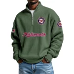 Washington Nationals Waffle Knit Quarter-Zip Long Sleeve Shirt