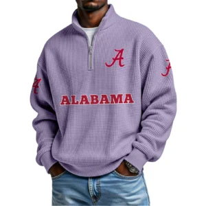 Alabama Crimson Tide Waffle Knit Quarter-Zip Long Sleeve Shirt