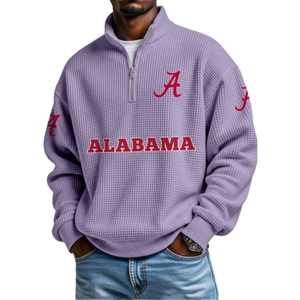 Alabama Crimson Tide Waffle Knit Quarter-Zip Long Sleeve Shirt
