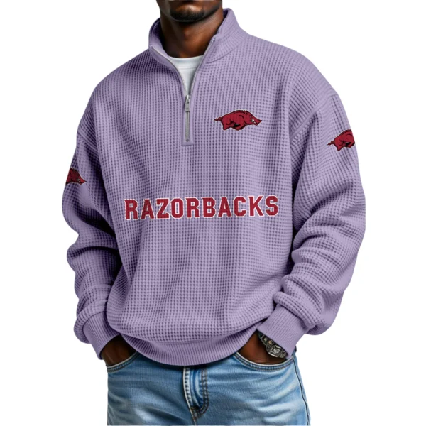 Arkansas Razorbacks Waffle Knit Quarter-Zip Long Sleeve Shirt