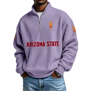 Arizona State Sun Devils Waffle Knit Quarter-Zip Long Sleeve Shirt
