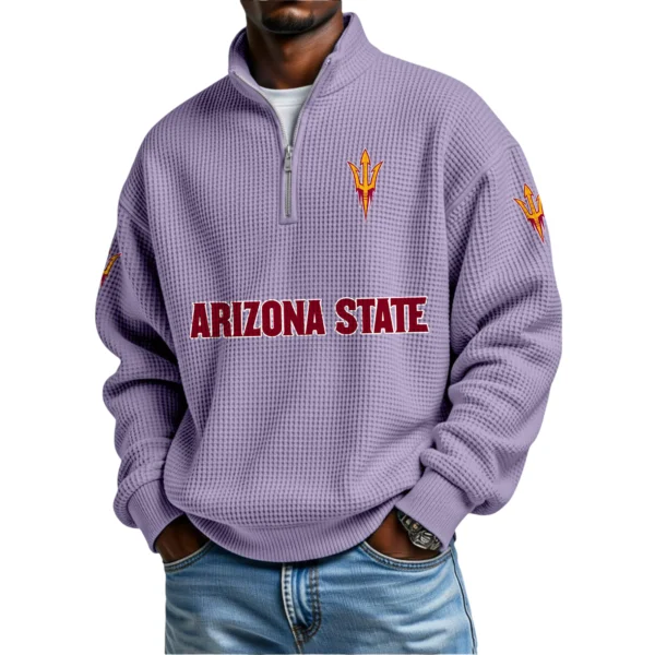 Arizona State Sun Devils Waffle Knit Quarter-Zip Long Sleeve Shirt