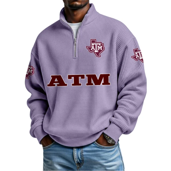 Texas A&M Aggies Waffle Knit Quarter-Zip Long Sleeve Shirt