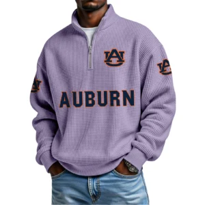 Auburn Tigers Waffle Knit Quarter-Zip Long Sleeve Shirt