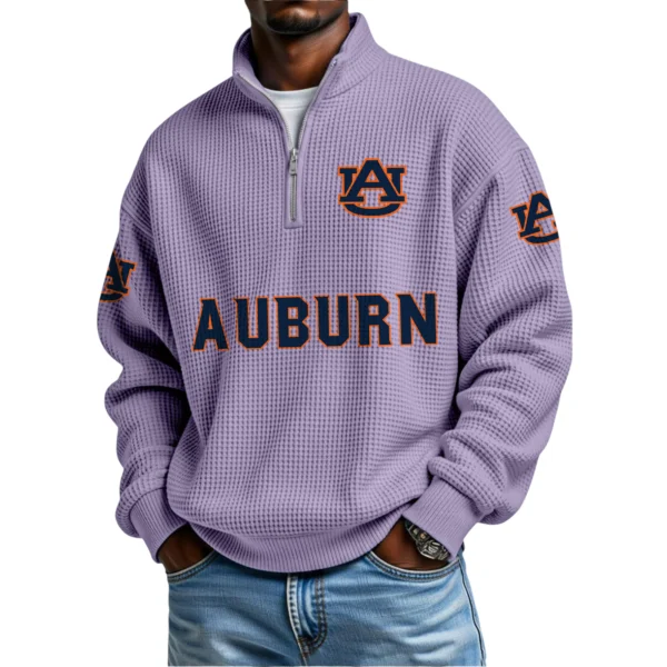 Auburn Tigers Waffle Knit Quarter-Zip Long Sleeve Shirt