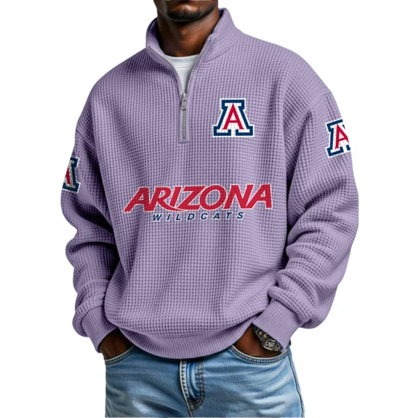 Arizona Wildcats Waffle Knit Quarter-Zip Long Sleeve Shirt