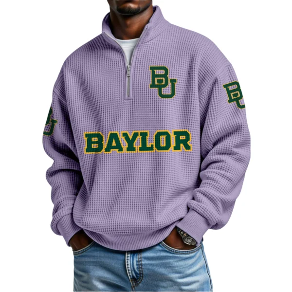 Baylor Bears Waffle Knit Quarter-Zip Long Sleeve Shirt