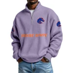 Boise State Broncos Waffle Knit Quarter-Zip Long Sleeve Shirt