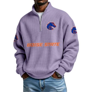 Boise State Broncos Waffle Knit Quarter-Zip Long Sleeve Shirt