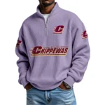 Central Michigan Chippewas Waffle Knit Quarter-Zip Long Sleeve Shirt