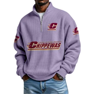Central Michigan Chippewas Waffle Knit Quarter-Zip Long Sleeve Shirt