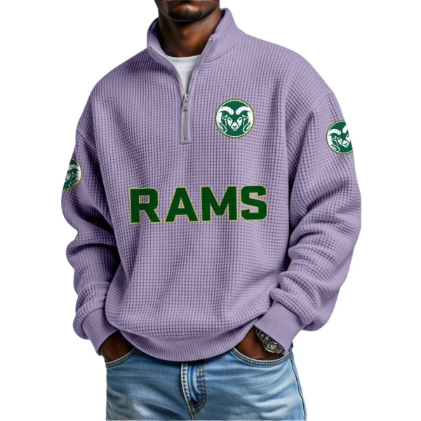 Colorado State Rams Waffle Knit Quarter-Zip Long Sleeve Shirt