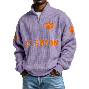 Clemson Tigers Waffle Knit Quarter-Zip Long Sleeve Shirt