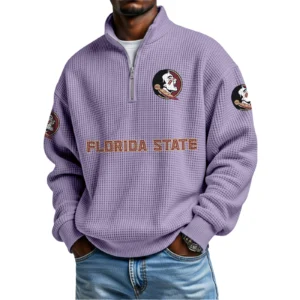 Florida State Seminoles Waffle Knit Quarter-Zip Long Sleeve Shirt