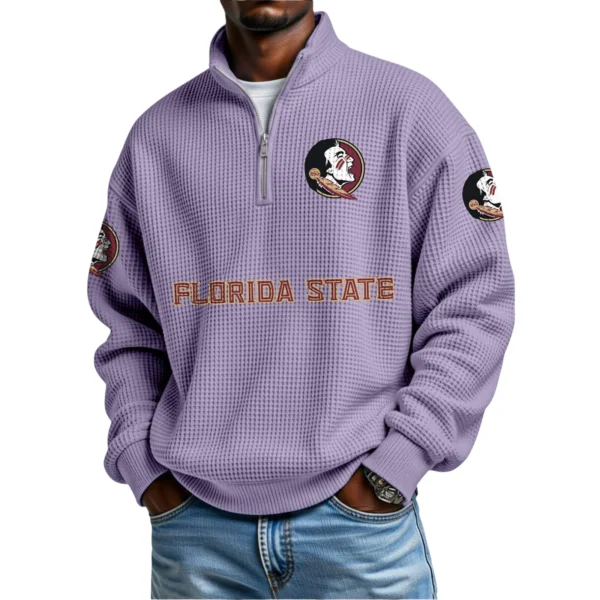 Florida State Seminoles Waffle Knit Quarter-Zip Long Sleeve Shirt