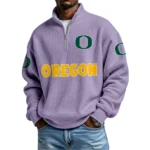 Oregon Ducks Waffle Knit Quarter-Zip Long Sleeve Shirt