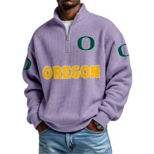 Oregon Ducks Waffle Knit Quarter-Zip Long Sleeve Shirt