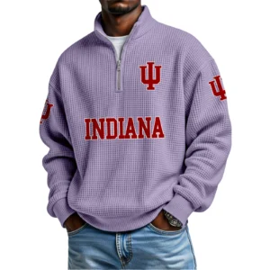 Indiana Hoosiers Waffle Knit Quarter-Zip Long Sleeve Shirt